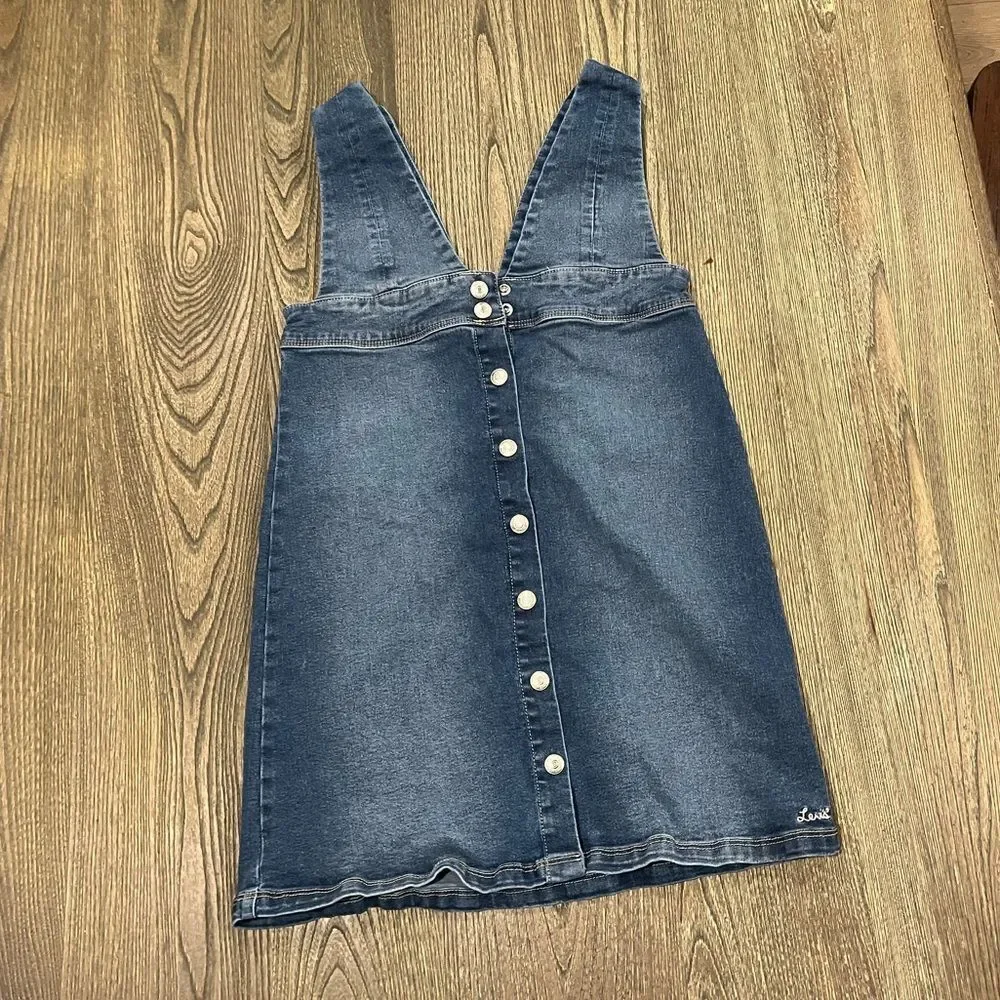 Levi's Youth Girls Denim Skirtall Button Front A-Line Skirt V-Neck Blue Size 10